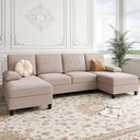 U-Shaped Sectional Sofa with Double Chaise Lounges