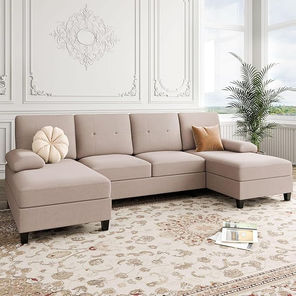 U-Shaped Sectional Sofa with Double Chaise Lounges