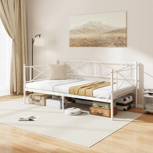 Twin Metal Daybed Frame with Headboard and Storage