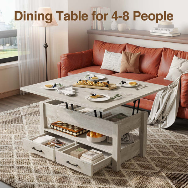 Lift Top Coffee Table with Drawers & Hidden Storage