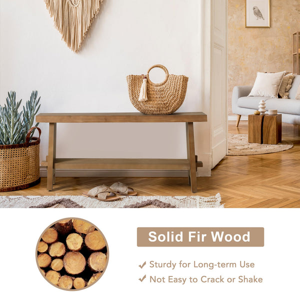 Solid Wood Farmhouse Entryway Bench