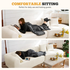 Oversized Modular Curved Sectional Sofa – Corduroy, No Assembly Required