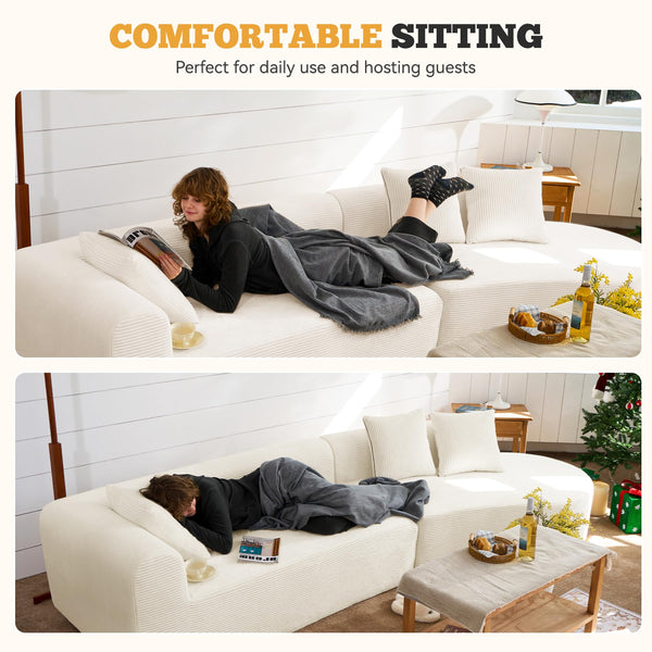 Oversized Modular Curved Sectional Sofa – Corduroy, No Assembly Required