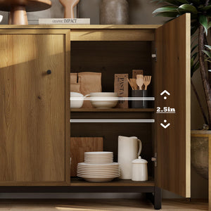 Modern Farmhouse Sideboard Cabinet with Metal Frame Base