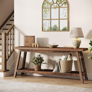 70.86-Inch 2-Tier Console Table – Farmhouse Entryway Sofa Table