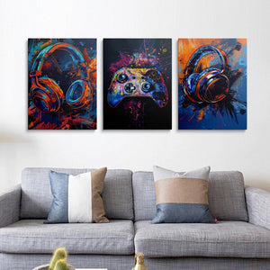 Gaming Canvas Wall Art 3-Piece Framed Set