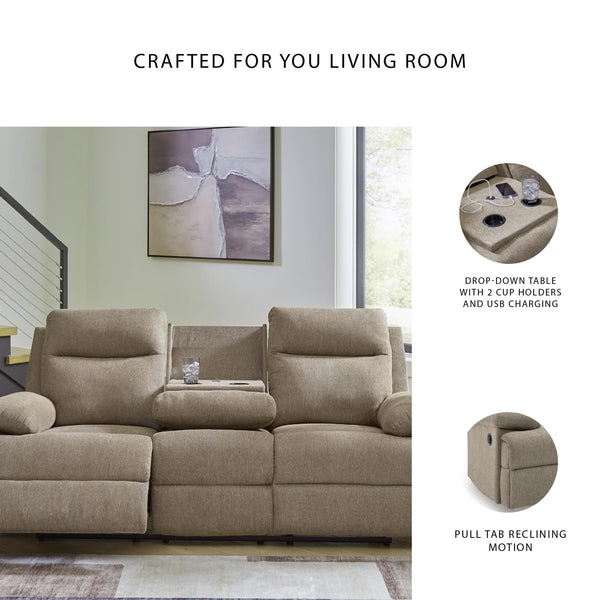 Reclining Sofa with Drop-Down Table & USB Charging