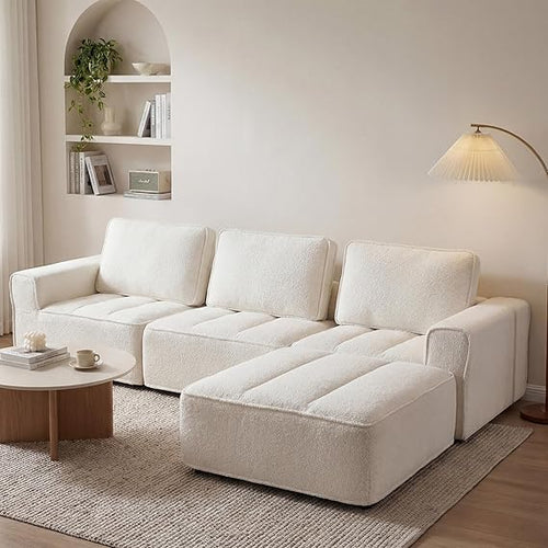 Modular Sectional Sofa with Ottoman – L-Shape & U-Shape, Cloud Couch, No Assembly