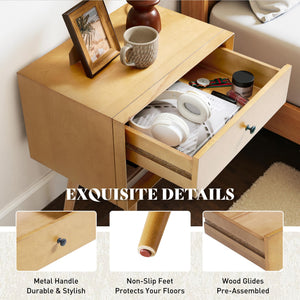 3-Piece Solid Wood Bedroom Set with Platform Bed & Nightstands