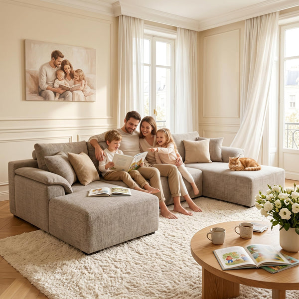 U-Shaped Sectional Sofa with 2 Chaise Lounges, Chenille Cloud Couch, No Assembly