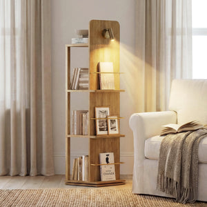 4-Tier Rotating Bookshelf with Light