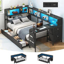 Twin Corner Bed with Desk & Storage
