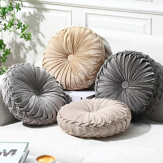 Round Velvet Pumpkin Throw Pillows Set of 4