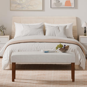 Upholstered Bedroom Bench with Wood Legs