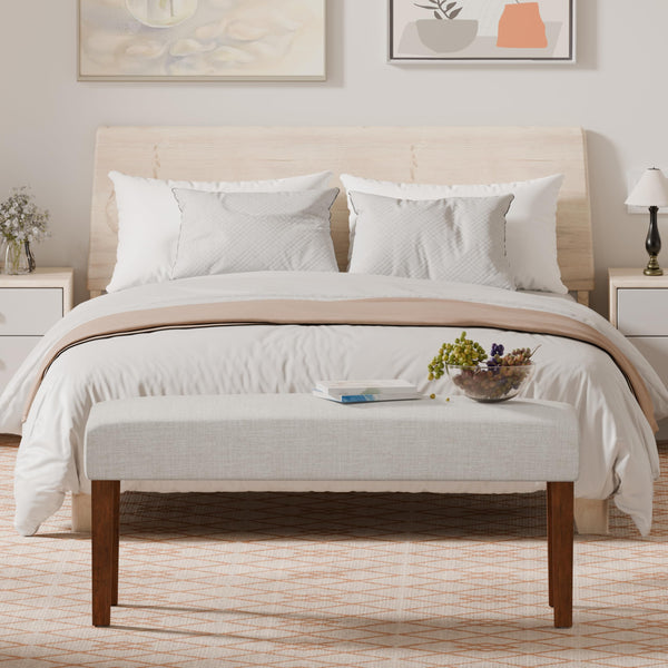 Upholstered Bedroom Bench with Wood Legs