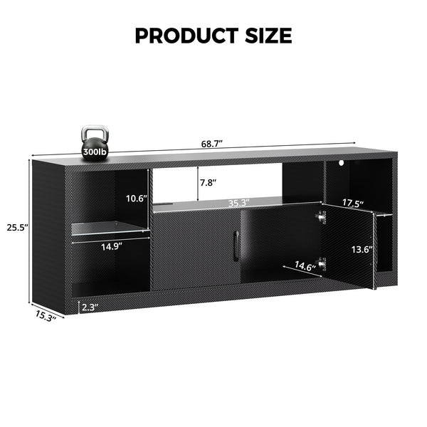 TV Stand with LED Lights & Power Outlet