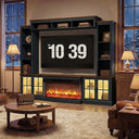 98" Farmhouse Entertainment Center with Fireplace & Barn Doors