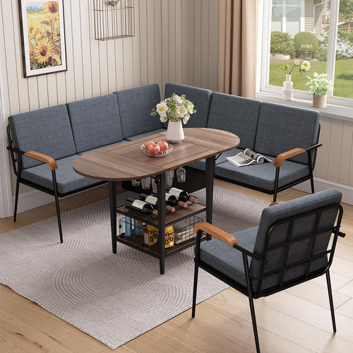 Corner Dining Table Set with Storage Bench