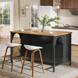 Kitchen Island with 3 Storage Shelves & Seating Area