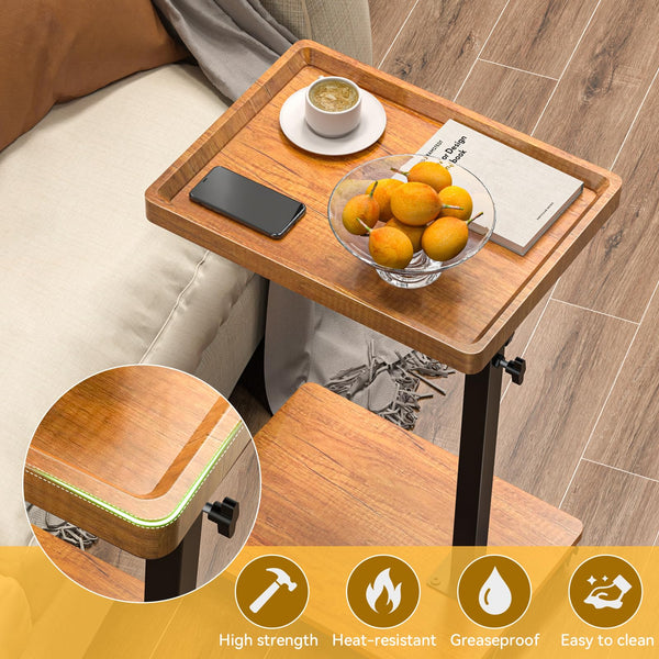 C-Shaped Adjustable End Table with Swivel