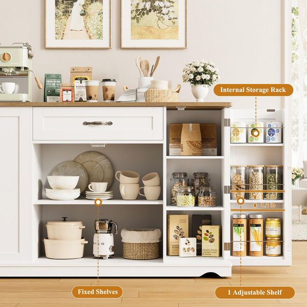 Kitchen Island Cart with Storage on Wheels