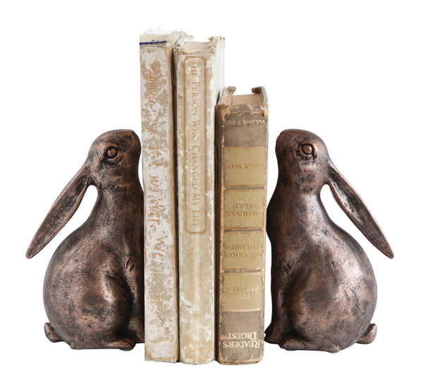 Bronze Resin Rabbit Bookends Set of 2