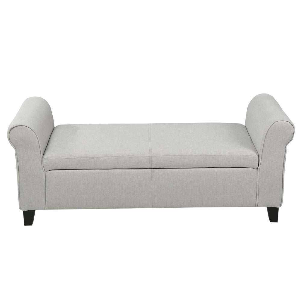 Armed Fabric Storage Ottoman Bench