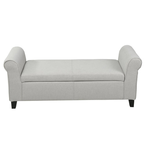 Armed Fabric Storage Ottoman Bench