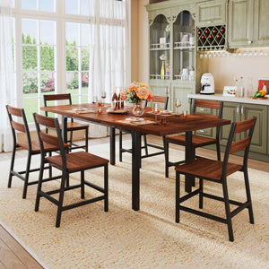 7-Piece Extendable Dining Table Set with 6 Chairs