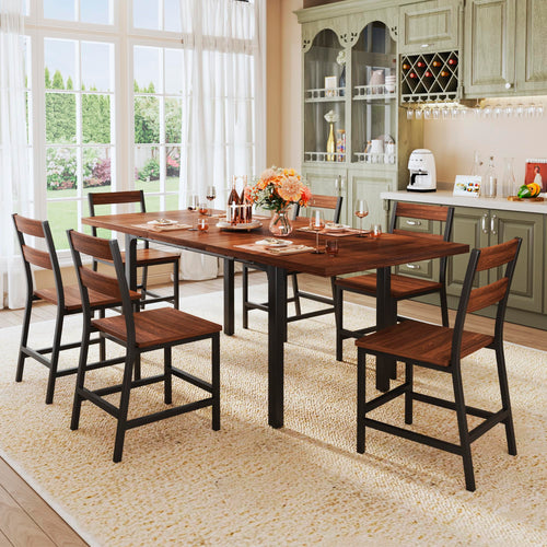 7-Piece Extendable Dining Table Set with 6 Chairs