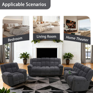 3-Piece Recliner Sofa Set with Storage & Cup Holders