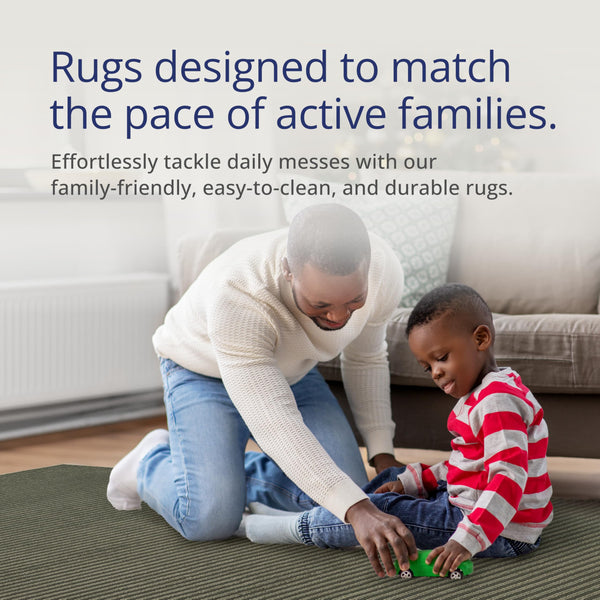 Green Striped Area Rug – Machine Washable, Pet Friendly