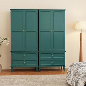 71" Mid-Century Modern Armoire Wardrobe with Doors & Drawers
