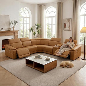 L-Shaped Power Recliner Sectional Sofa with Storage Console & USB Ports