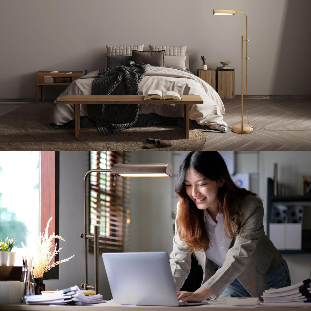 Adjustable Pharmacy Floor Lamp with Swing Arm – 10W LED