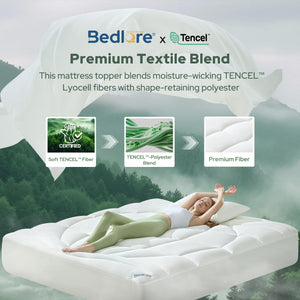 TENCEL Lyocell Blend Pillow Top Mattress Topper – Cooling, Deep Pocket, Machine Washable