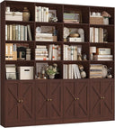 6-Tier Farmhouse Bookcase with 8 Doors