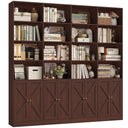 6-Tier Farmhouse Bookshelf with 8 Doors, 74.1" Wide