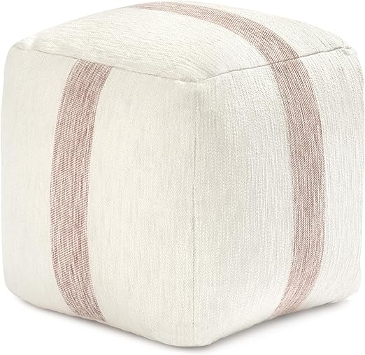 Square Pouf Ottoman Footrest – Cotton Polyester Floor Seating