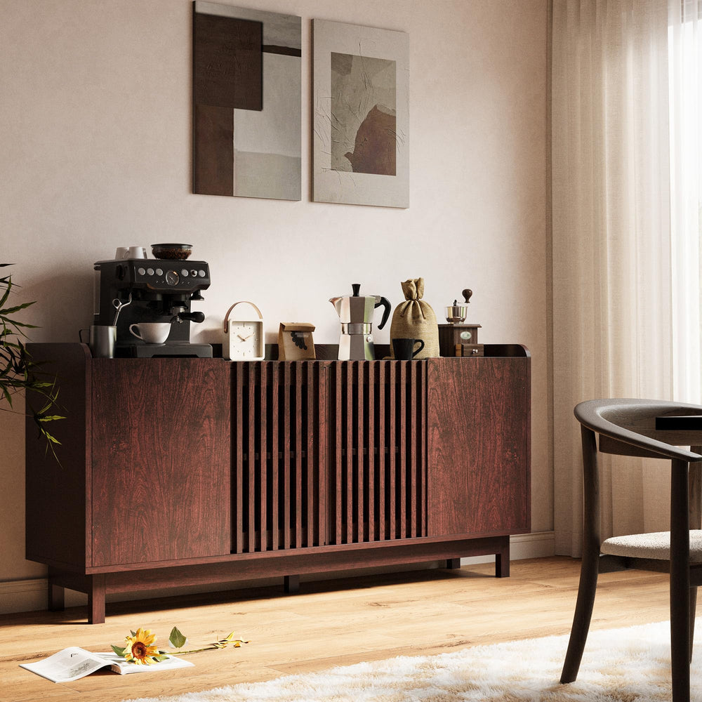 63-Inch Buffet Cabinet with Grille Doors and Adjustable Shelves