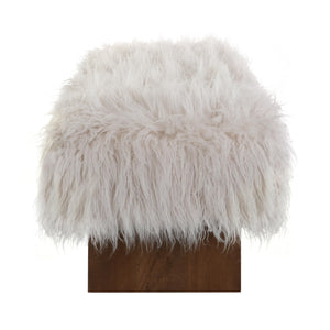 Faux Wool Upholstered Bedroom Bench with Rubberwood Legs