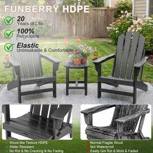 Folding Adirondack Chair – HDPE, All-Weather, with Cup Holder