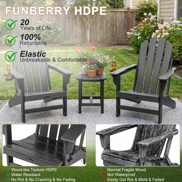 Folding Adirondack Chair – HDPE, All-Weather, with Cup Holder