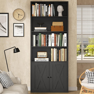 6-Tier Bookshelf with Cabinet Door, 71" Tall
