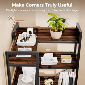 5-Tier L-Shaped Corner Bookshelf with Metal Frame