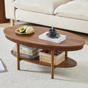 Oval Coffee Table with 2-Tier Storage Shelf