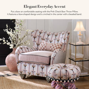 Lumbar Throw Pillow Decorative Polyester 11x20 Check Bow