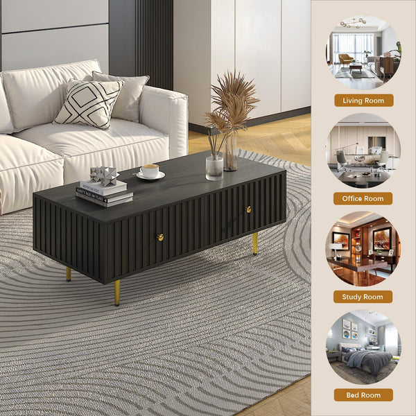 Modern Coffee Table with Storage & 2 Drawers