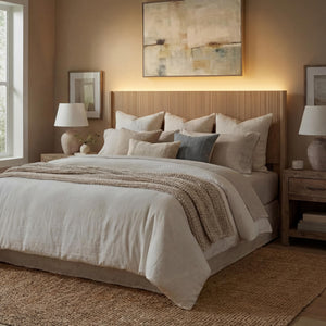 Fluted Wall-Mounted Headboard with LED Lighting