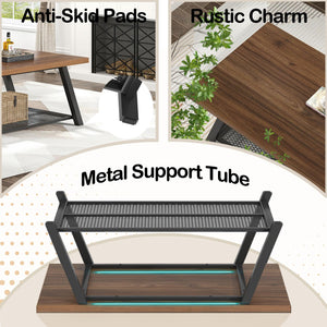 Rectangular Coffee Table with Wire Shelf